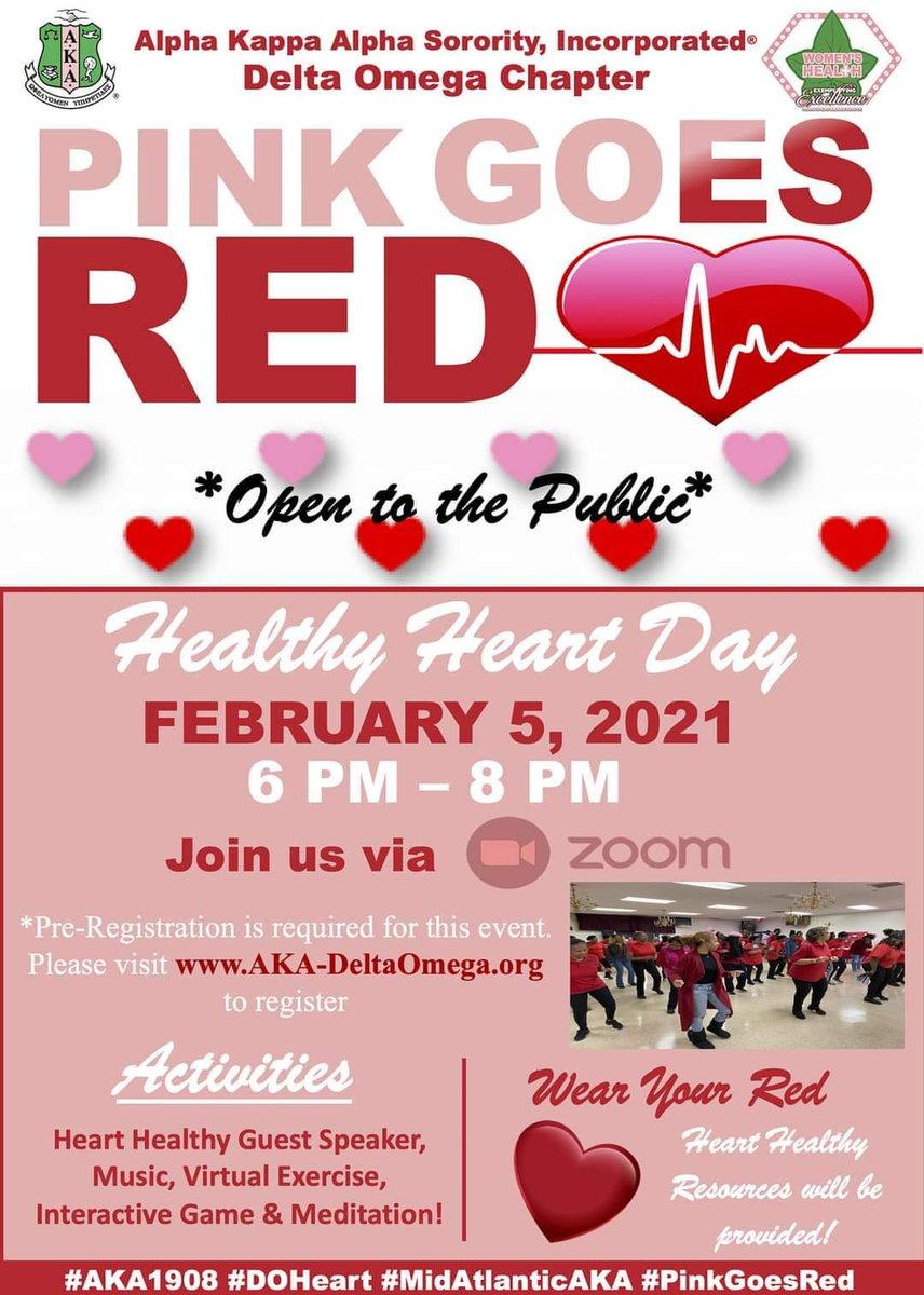 DeltaOmegaAKA's tweet photo. Don't miss our next event! #PinkGoesRed #WomensHealth #HeartHealthDay register at https://t.co/NT0mLeaDZe #AKA1908 #EXCELLENCE #MidAtlanticAKA #DOHeart #AKADO100 https://t.co/kWWxACXEKX