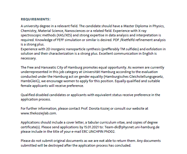 KoziejLab's tweet photo. 2 PhD positions available!
Are you interested in joining our group for an exciting PhD program? Are you passionate about #synthesis of #nanomaterials, #xrayspectroscopy and #synchrotron methods? Apply to the position below. Deadline has been extended. RT please! 2/2 https://t.co/5SYrdg5SSn