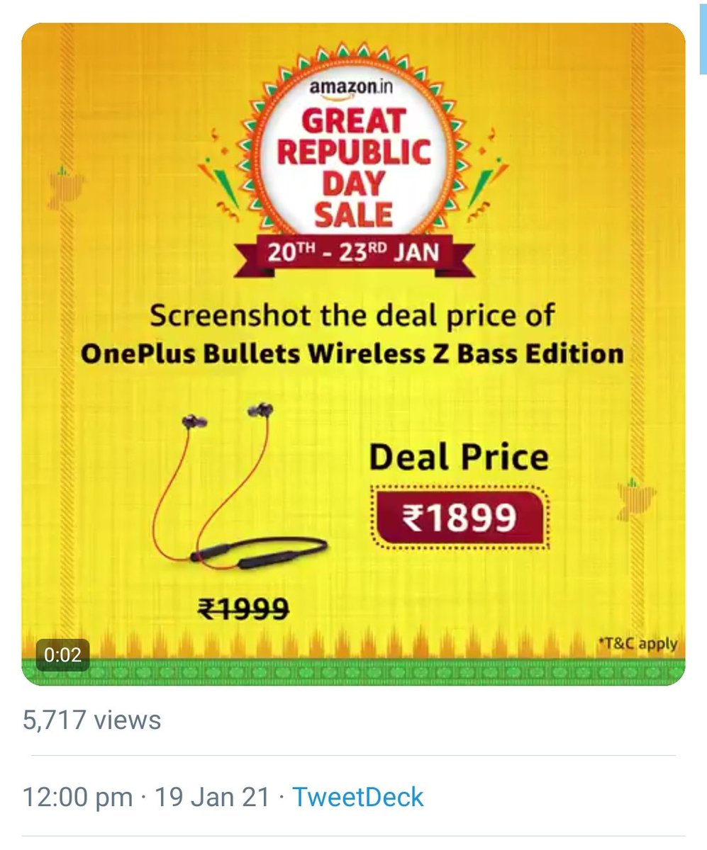 Pulkit9061's tweet photo. @amazonIN The Deal Price :₹1899/-  
@amazonIN 
#AmazonGreatRepublicDaySale 
#NewBeginningsBigSavings https://t.co/1sMYnrKSbz