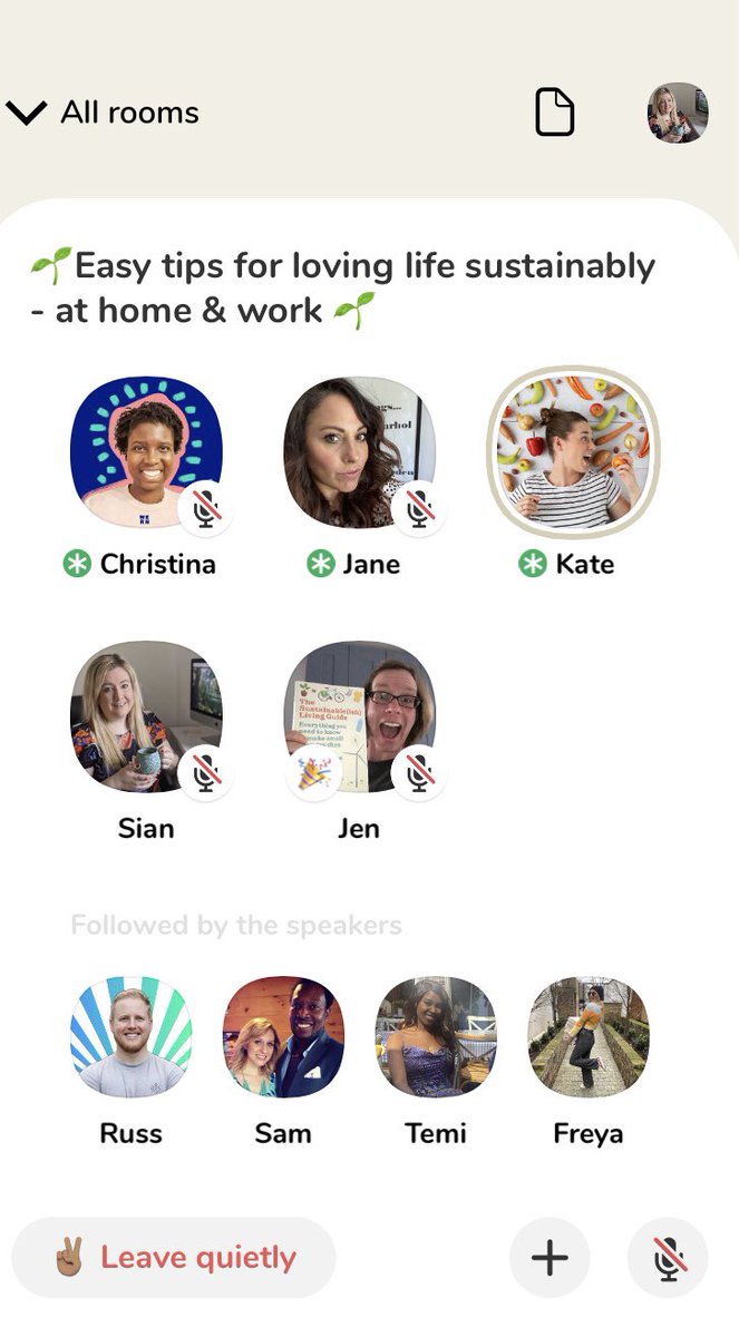 Having a great chat about #SustainableLiving over on @joinClubhouse this morning, enjoying the wisdom from <a href="/TheFullFreezer/">Kate Hall | Home Food Waste Expert 🤓❄️</a> on tackling #FoodWaste, @sustainableish, <a href="/cashmereduck/">Cashmere Duck</a> and <a href="/araandobi/">Ara and Obi</a> sharing their tips for reducing our impact 🌿💚🌍

joinclubhouse.com/event/Gxoy5V5m