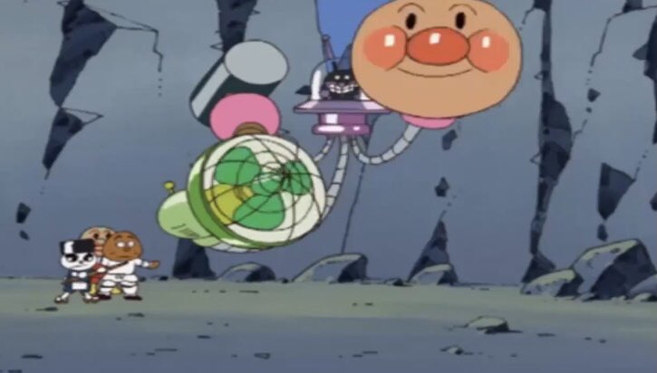 やられてしまったアンパンマン 巧妙な技なのか単なる不運なのかまたもや敗北。2話・4パート連続で