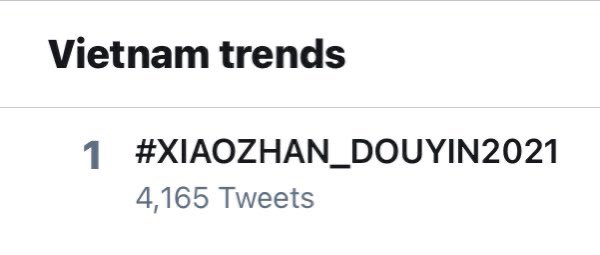 XiaozhanUnion's tweet photo. Trending #1 in Myanmar and Vietnam, #5 in Thailand. Let us know if you see it in your country! 

#XIAOZHAN_DOUYIN2021 

(@XiaozhanCharts) https://t.co/JMjOvq5iiu