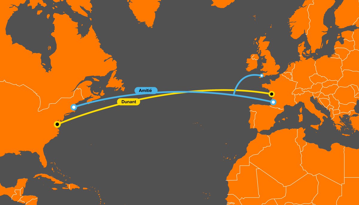 presseorange's tweet photo. [CP] @Orange prend une position de leader entre les États-Unis et l’Europe avec deux câbles sous-marins de nouvelle génération reliant la côte Est à la France 👉 https://t.co/pBE3rpuD7i https://t.co/FzHwBJVh6F