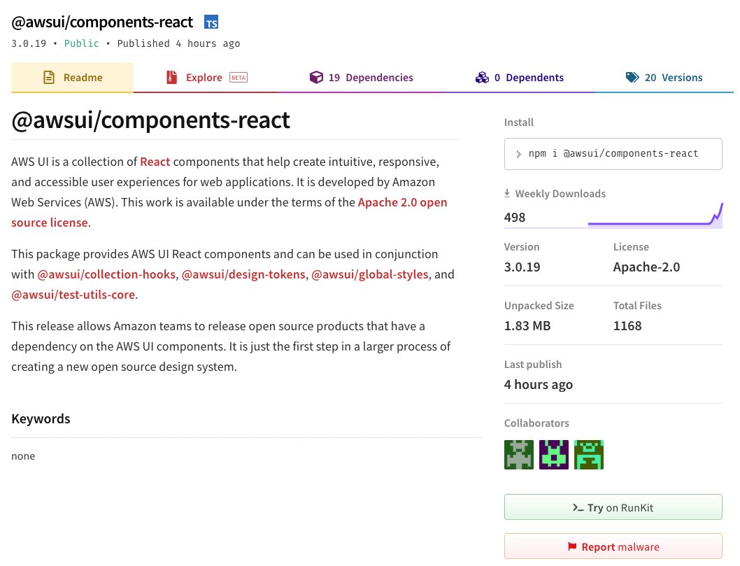 swyx's tweet image. News: AWS has released AWS UI, a collection of @Reactjs + @Typescript libraries for a new design system.

- @awsui/components-react
- @awsui/collection-hooks
- @awsui/design-tokens
- @awsui/global-styles
- @awsui/test-utils-core

Source not yet available.

theregister.com/AMP/2021/01/18…