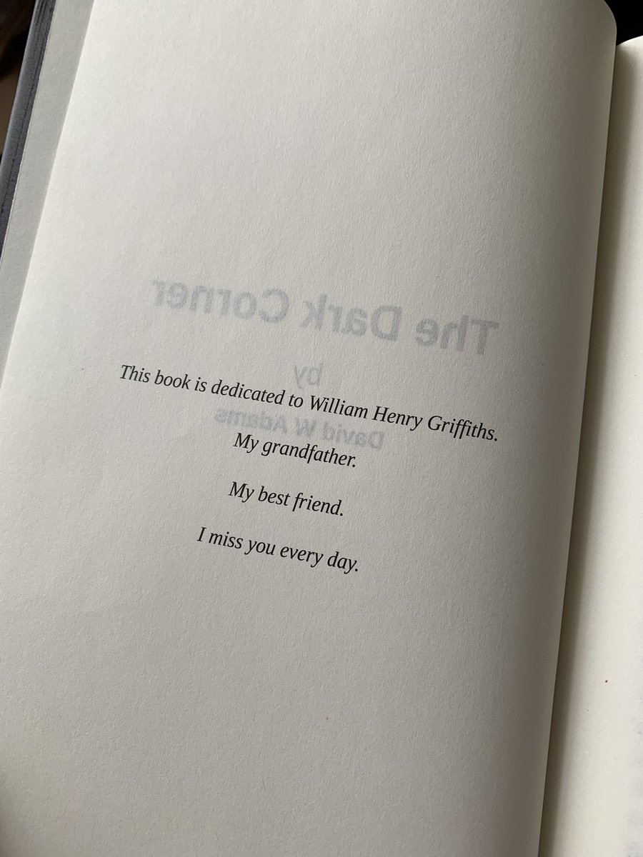 DavidWAdams1's tweet photo. My dedication for my first ever book was never going to go to anyone else. My grandfather was a hero to me and my best friend and I always said I’d name something in his honour if I ever got success, so this is for him ❤️ https://t.co/kRZpyf4aKK