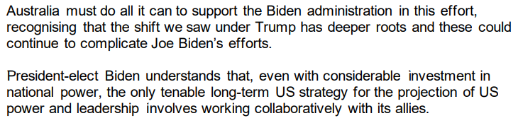 Albanese acknowledges the rise of China will constrain (and has already constrained) US power. He says if the US wants to continue to project power and show leadership it will "have to work collaboratively with allies" in the region 4/