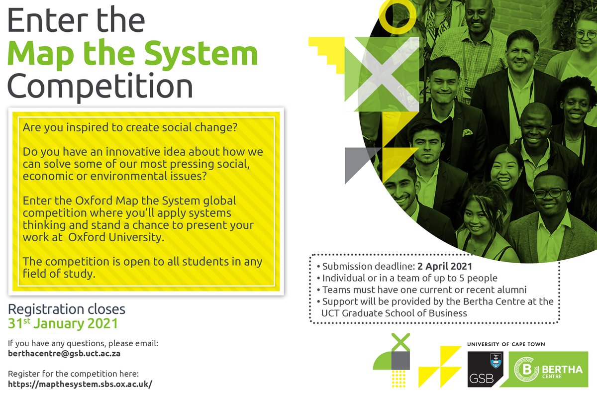 BerthaCentre's tweet image. Inspired to create #socialchange? Have an #innovative idea about how we can solve some of our most pressing social, economic or environmental issues? Enter the @OxfordSBS @mapthesystem global competition. Registration closes 31 January.
#MaptheSystem #MTS
mapthesystem.sbs.ox.ac.uk