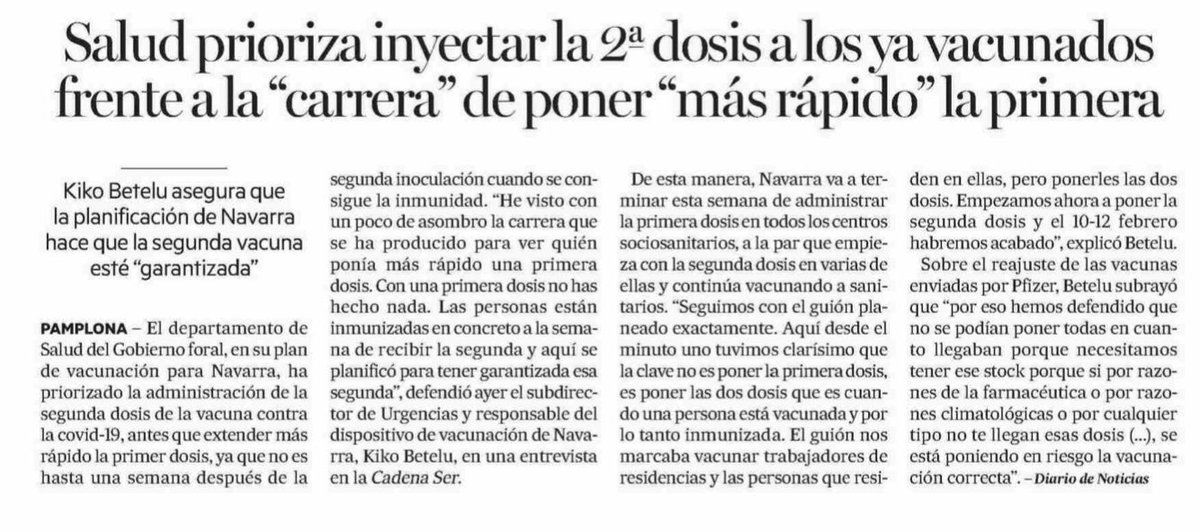 javierremirez's tweet photo. Excelente y concisa explicación sistema de vacunación en Navarra por parte Kiko Betelu (@salud_na)

Prioridad colectivos vulnerables y reserva estratégica que, ante imprevistos externos,
garantiza segunda dosis e inmunidad frente #COVID19 

(Via @NoticiasNavarra y @SERnavarra) https://t.co/pOmiFiNXdS