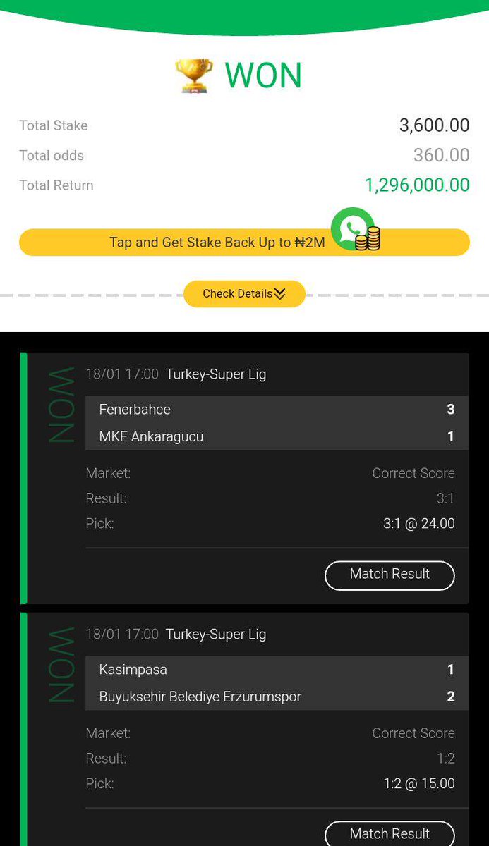 GabrielToni111's tweet image. @ADEBAYOBET you're a man of your words, the game win as you said it would. This was my winning yesterday thanks a lot I really appreciate this.

#lastdayof2020 #fearwomen #ElcheRealMadrid #donarak