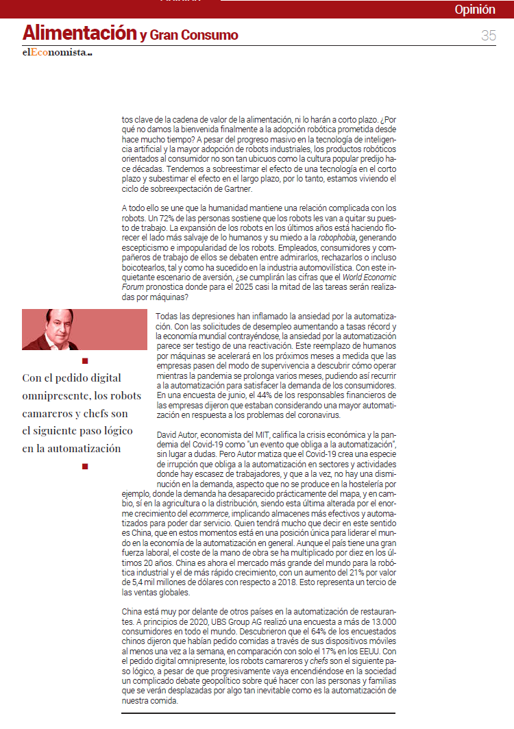 mcroblesza's tweet photo. ¿Están los robots redefiniendo la alimentación? La inevitable automatización de nuestra comida (a largo plazo)

Hoy en @elEconomistaes 

#Robots #Future #FoodRobolution #Automation #FoodTech #Robots4Humans https://t.co/ntR1fFfhwE