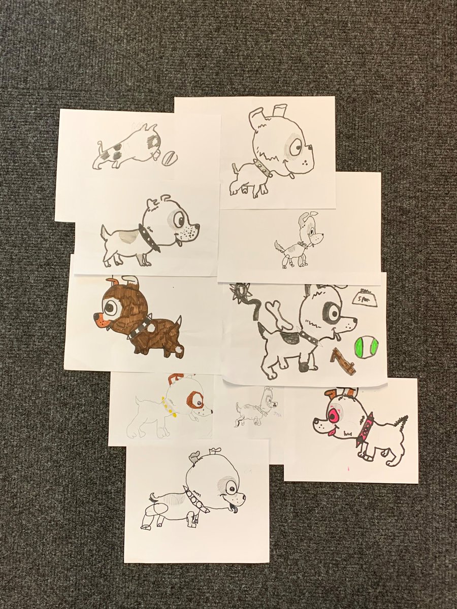 BranfilPrimary's tweet photo. The Year 4 Bubble have been looking at a variety of different styles which focus on a profile view in Art. Today the children were asked to draw cartoon dog characters with personality and charm which they all accomplished brilliantly. #BranfilValues #BVQuality #BranfilArtsmark https://t.co/Y84bigeY7k