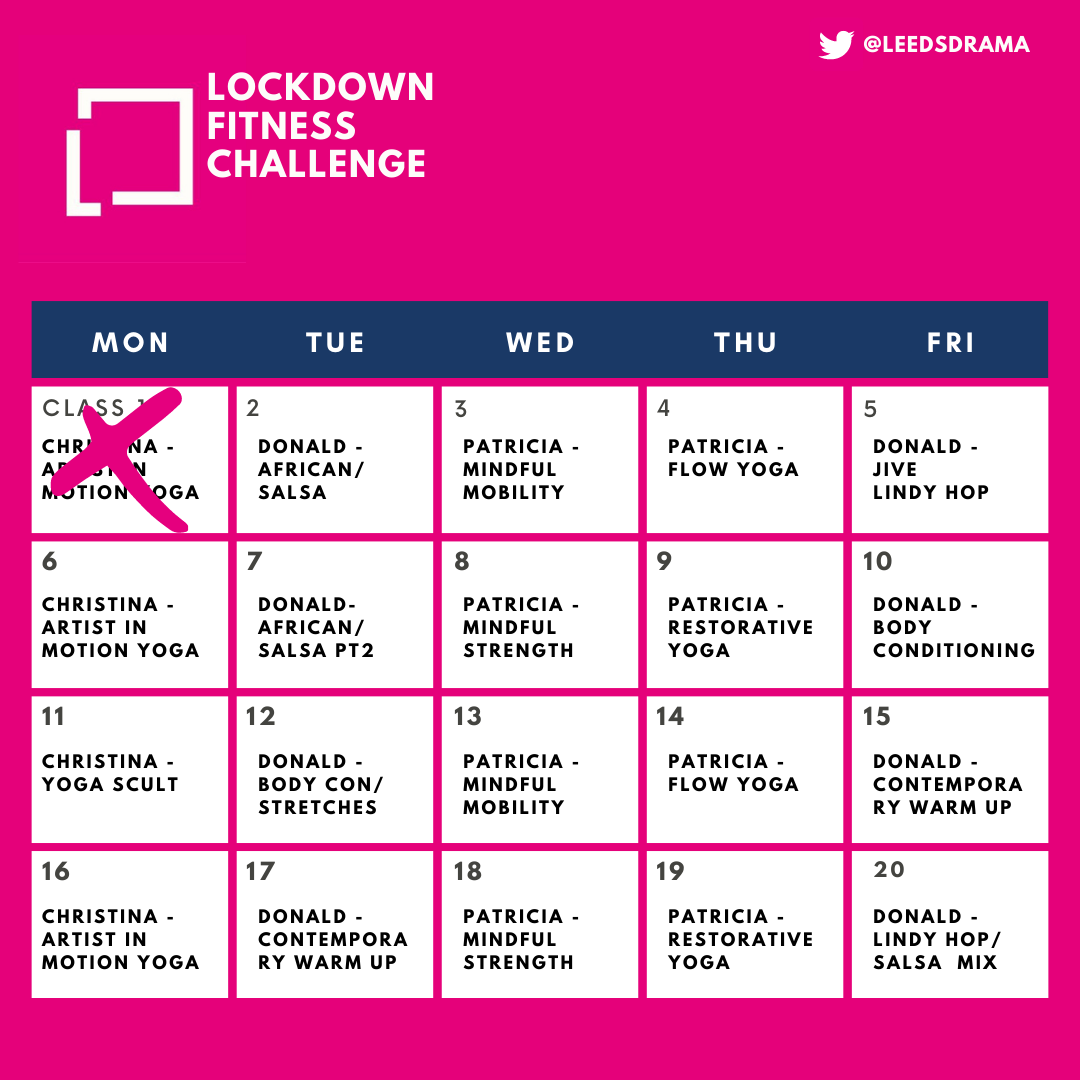 LeedsDrama's tweet photo. 🚨Performing Arts students & staff assemble! Day 2 of our 20 Day Lockdown Fitness Challenge; African Dance/Salsa with #DonaldEdwards Artists 20 Lockdown 0 https://t.co/M2q1C1oLVk