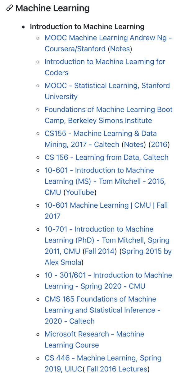 هذا المستودع في Github كنز يحتوي على قائمة بروابط الدورات المجانية المفضلة في الانترنت في علوم الحاسب.

github.com/Developer-Y/cs…

 المقدمة في علوم الحاسب
تعلم الآلة
انظمة التشغيل
علم البيانات
الشبكات
الأمن 
والمزيد في الصورة المرفقة. 

 احفظها في المفضلة 👍

وانشرها لغيرك 🙏