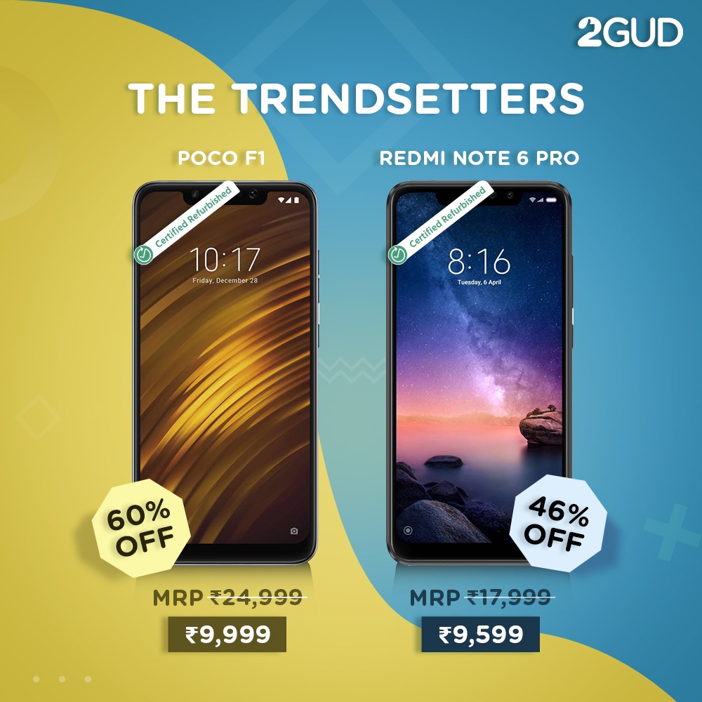 2GUD's tweet photo. POCO or Redmi? Batayein apni choice in the comments section below! Get these and many more at the best possible price only on 2GUD 

#2GUD #refurbished #POCOF1 #RedmiNote6Pro #offers #discounts https://t.co/gWcvy6DKT2