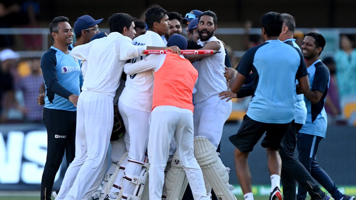 bbctms's tweet photo. India were bowled out for 36 in the First Test. 

Captain @imVkohli left the tour. 

They’ve been ravaged by injury. 

They had to play the deciding Test at fortress Gabba. 

But India pull off incredible comeback win to retain the #BorderGavaskarTrophy 

#bbccricket #AUSvIND https://t.co/Xk9iotSHAj