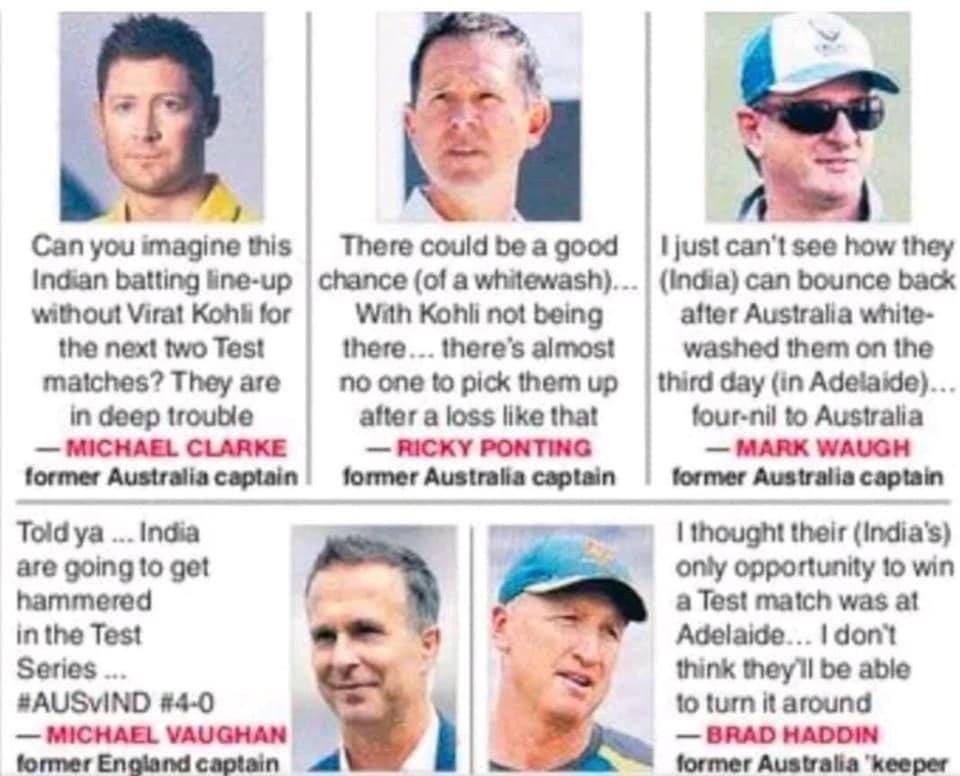 MaheshJ08461174's tweet photo. Where are these people now 🤣🤣🤣 #BleedBlue Gabba is ours now 🍻🍻 #जयहिंद 
@CricketAus I think Tim Paine will not be playing test cricket anymore����. https://t.co/MjIJYyBcNv