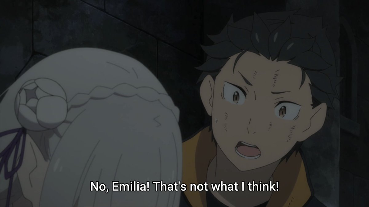 Subaru has found Emilia and Emilia is upset that at the fact that he didn’t get mad at him and that he didn’t keep his promise to stay with her