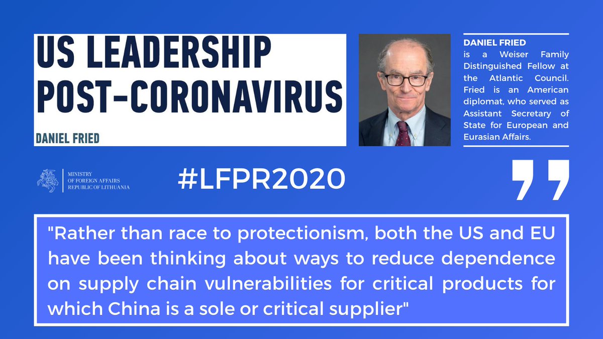 "The ongoing coronavirus pandemic is less a game changer and more an accelerant of international (and #US) trends, both bad and good", - tells Daniel Fried (<a href="/AmbDanFried/">Daniel Fried</a>) in the annual "Lithuanian Foreign Policy Review" #LFPR2020 journal. 🔗bit.ly/2JpyLQ6