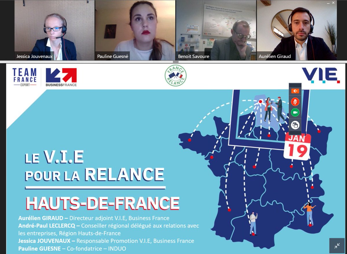 AurelienPGiraud's tweet photo. Ce matin,@businessfrance présente avec la @hautsdefrance et la @TeamfranceExport, le #VIE_RH pour la relance des entreprises à l'international.🆕L'Etat aide les entreprises à hauteur de 5000€ pour recruter un talent ! Contactez-nous! https://t.co/Gt89jAIQGn @BF_VIE @BF_VIE_VIA https://t.co/aoKJ5agQfq
