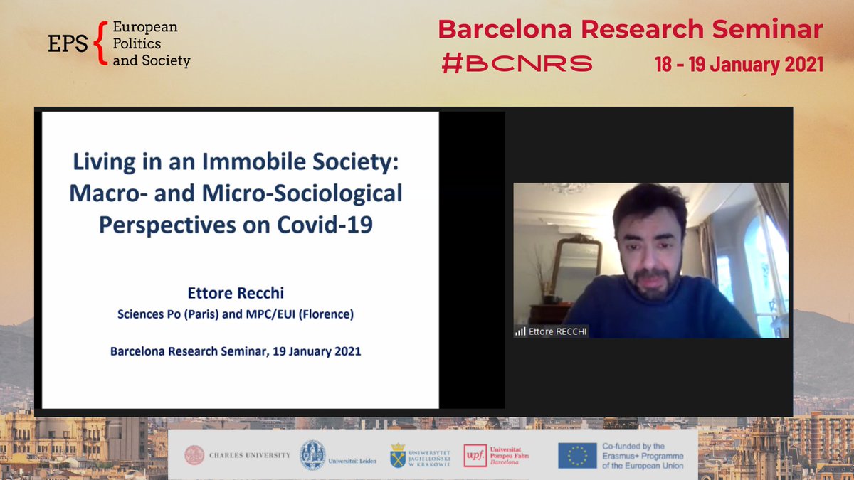 PolitiquesUPF's tweet photo. Welcome to #BCNRS2021 Day 2! Started with a conference by Prof. Ettore Recchi, it will follow with 2nd year #EPSmaster students research projects presentations.
#BCNRS2021 #EPSmaster #politics #ErasmusMundus @EUErasmusPlus @ErasmusPlus_pro @Erasmus_Project https://t.co/bQgHjSxq1Q