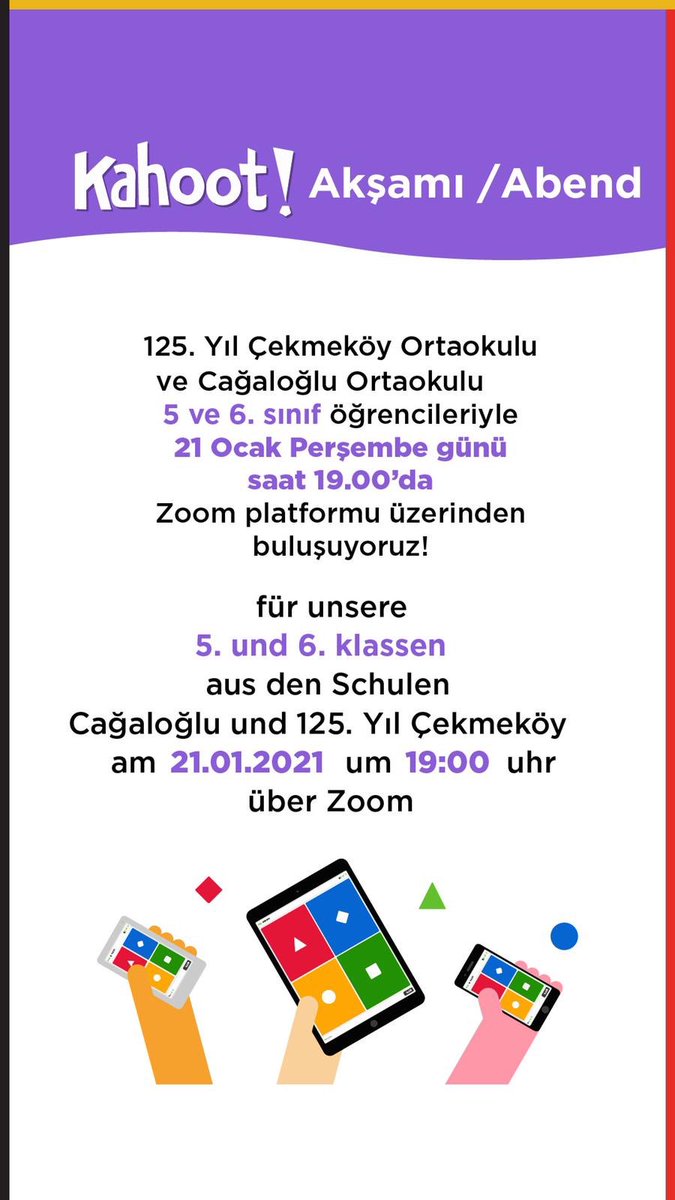 Kahoot! Abend über Zoom <a href="/ielev/">İELEV Okulları</a>