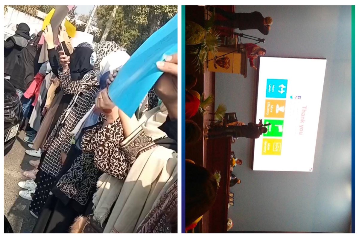 AteeqaAhmed18's tweet photo. Students Outside the LCWU university are doing protest on ROADS!! And the Teachers Inside are Enjoying Workshop!! :) Is this what they are supposed to do with their daughters, sisters, wives??There is No One To Listen to Us by Coming Outside   #StudentsDemandOnlineExams https://t.co/0PW6qZ8xlA