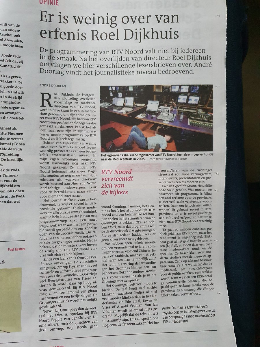 Leest u mee <a href="/rtvnoord/">RTV Noord</a>  tijd voor verandering haal het echte nieuws maar terug op tv. En steek meer tijd en geld in het promoten van de provincie/taal.