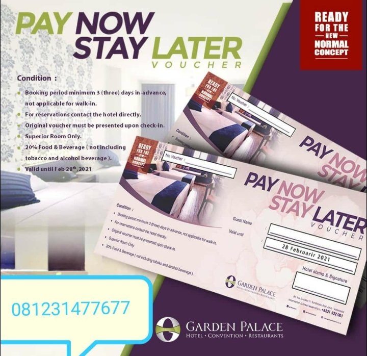 vivotoursby's tweet photo. HOTS HOTA HOTS... Update 19 feb 2021.
Promo February. 
.
Voucher Hotel GARDEN PALACE SURABAYA *4 
.
hanya 250.000 sajah 
.
Reservasi by @vivotoursurabaya  Yaa.
081231477677 
.
#vouchermurahsurabaya #hotelbintang4 https://t.co/4WxGNSw2WO
