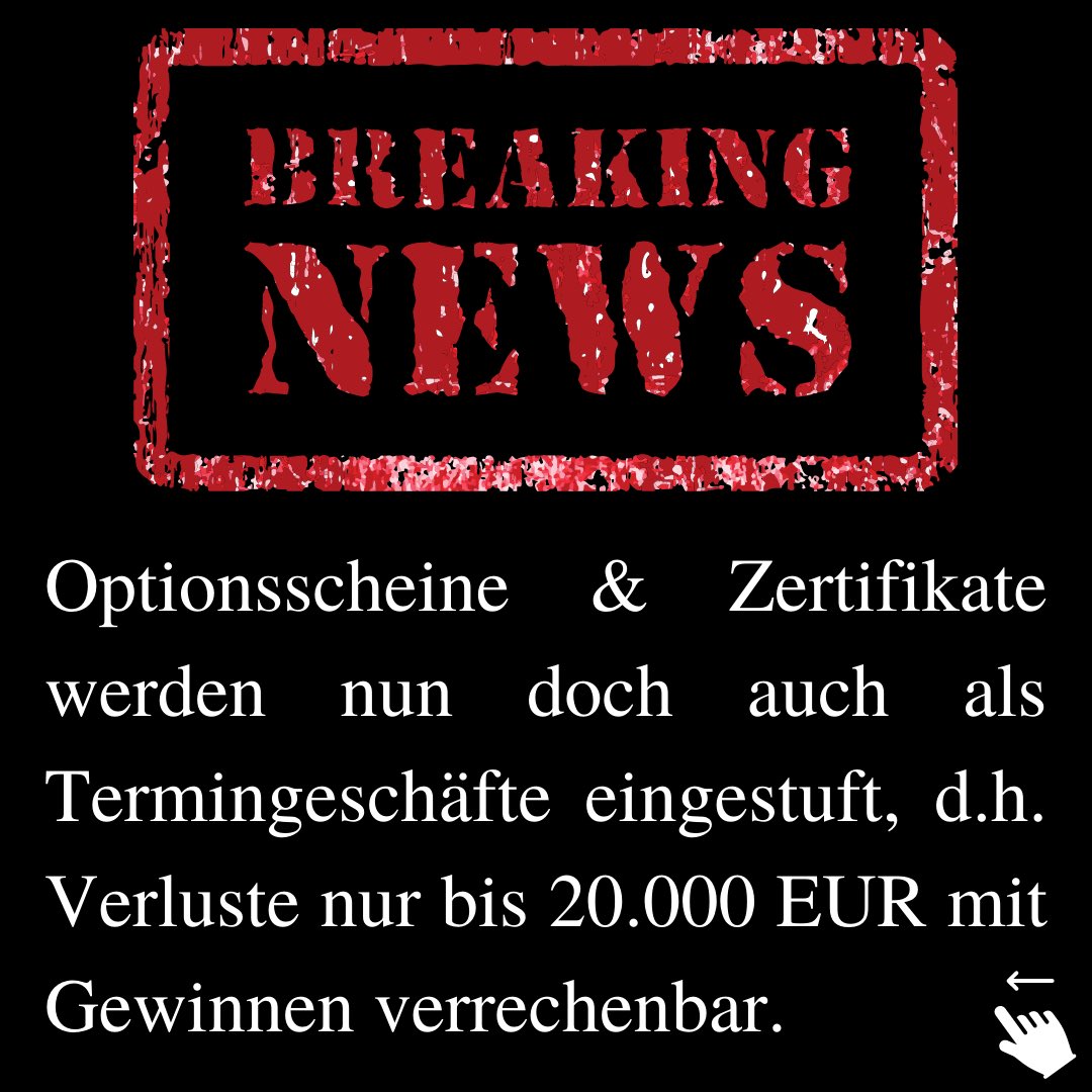 smartestrading's tweet image. Warum einfach, wenn’s auch Deutsch geht 🤯

Die maximale Verlustverrechnung von 20.000 EUR wird also wesentlich mehr Anleger betreffen als gedacht.

Neben #futures und #cfds nun also auch #Optionsscheine und #Zertifikate