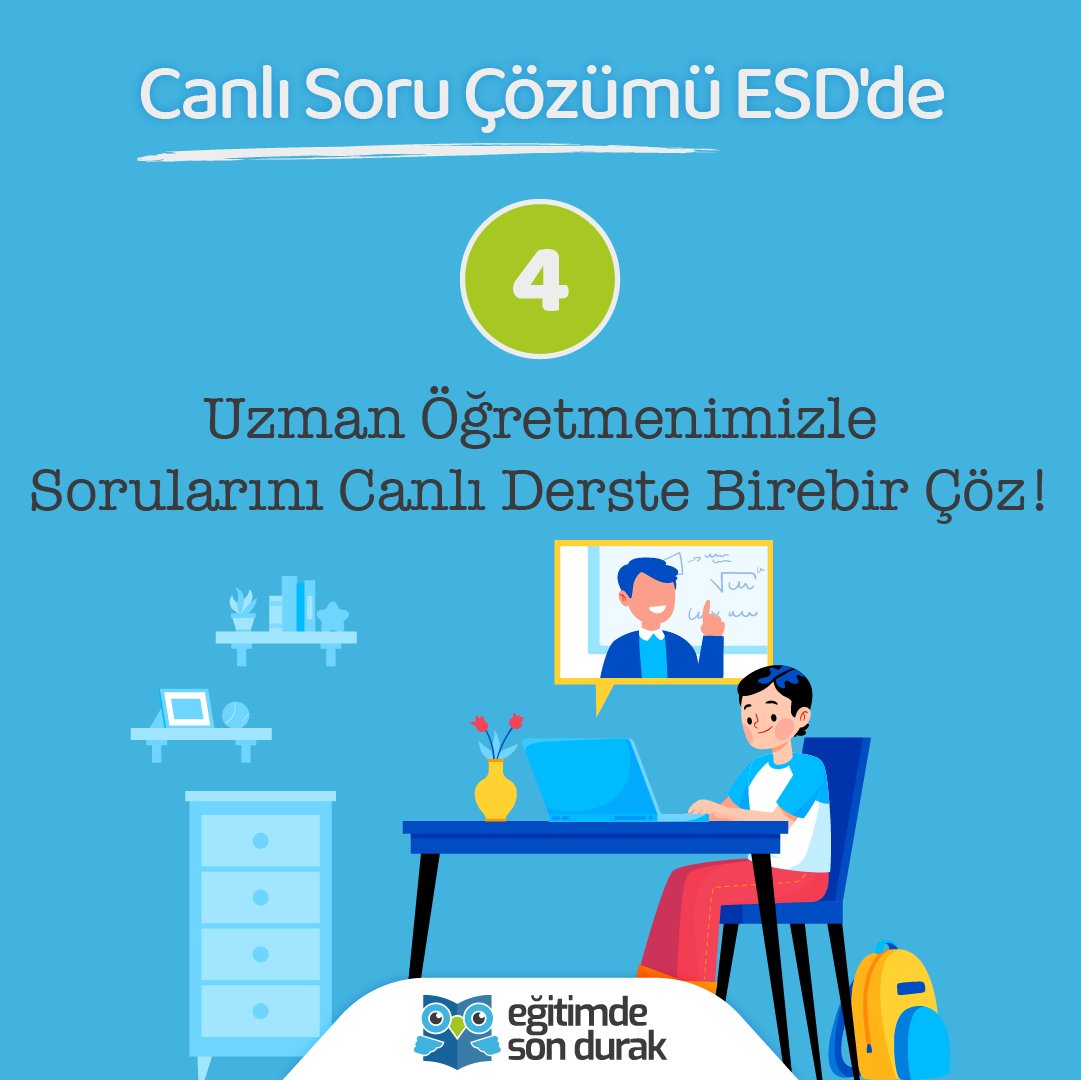 Canlı soru çözümü ESD’de! 🤗📚

Alanında uzman yeni nesil öğretmenlerimizle tüm sorularınızın cevapları çok kolay!

Sorularını hazırla, fotoğrafla, siteden gönder gelsin! 👍😀

#egitimdesondurak #onlineeğitim #uzaktaneğitim #canlıders #esd #eğitimdeğiştirir #soruçözümü