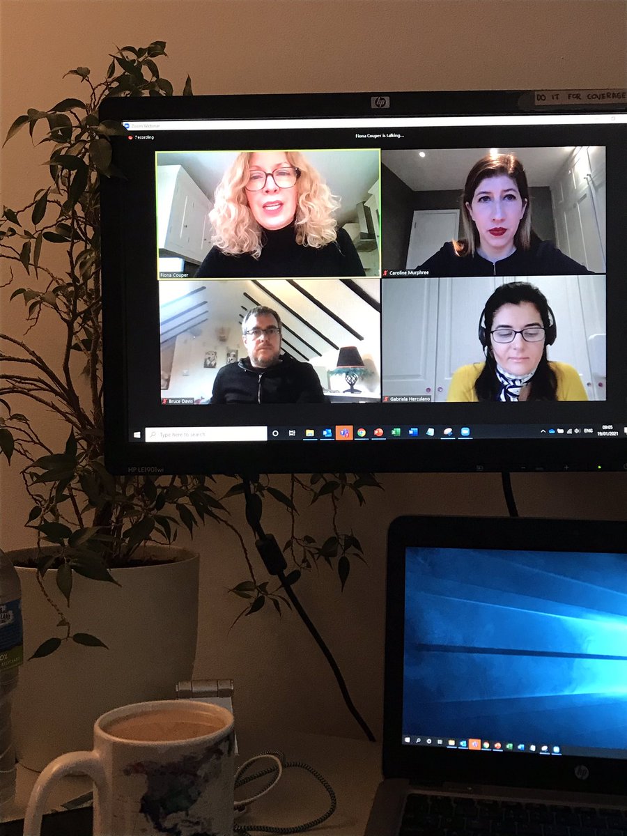 TeamspiritGroup's tweet photo. And we're off!!

We're very excited for our first breakfast webinar of the year with @TheFSForum ☕️  

A truly expert panel; @oikonomics at @AbundanceInv and @TheFinanceLab, Caroline at @Wealthsimple &amp; Gabriela from @ClimaLimited. We're talking #fintech and #ESG 💸 https://t.co/Vk7Y44Loiv