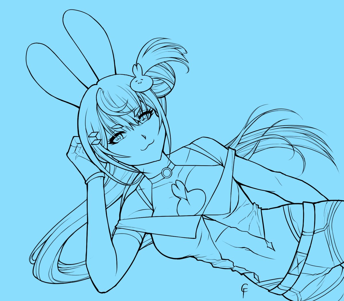 Some lineart WIP for a certain bun vtuber . . . ok it's @emulapis . I'll work on the colors tomorrow but for now I need sleep. 
#emulapics