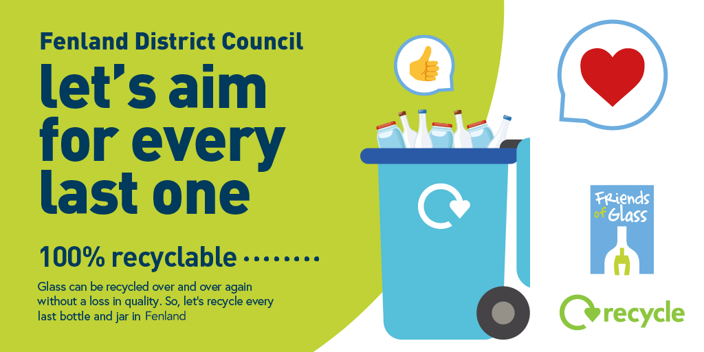 FenlandCouncil's tweet photo. Glass is the perfect material for #recycling as it can be recycled again and again without losing quality or clarity β»οΈ
Whether itβs a jar of pasta sauce or a bottle of perfume, they can all be recycled if they are empty and clean!
#GettingItSorted #FenlandRecycles https://t.co/9cfXH0rO1c