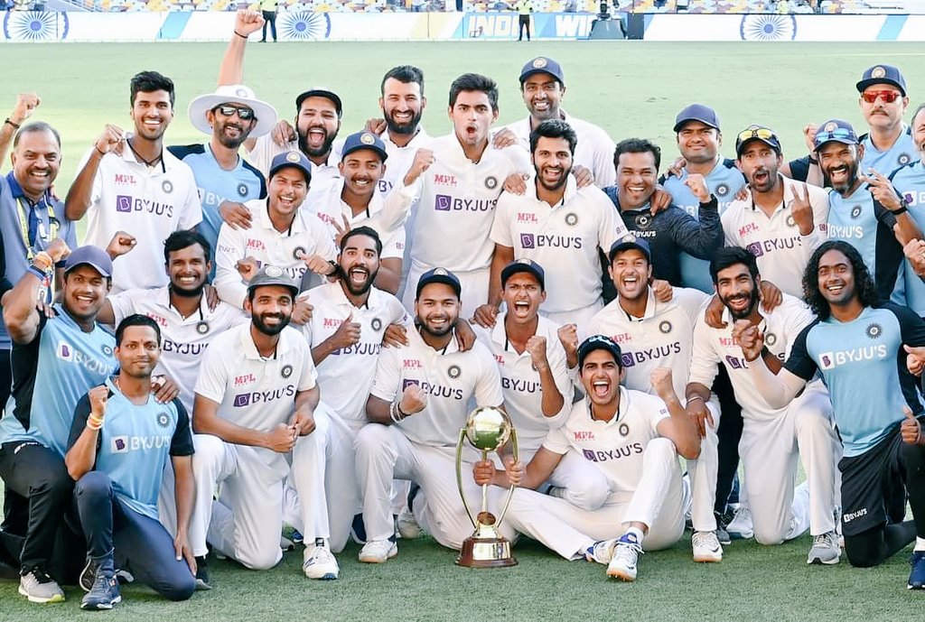 Eshan shukla (@eshanshukla19) on Twitter photo Team India💪🇮🇳
From 36 all out to 36 इंच की छाती..
Will Cherish this moment for life time. Hard-fought victory Team India a true example of Bornfighter <a href="/imVkohli/">Virat Kohli</a> <a href="/BCCI/">BCCI</a> <a href="/CricketAus/">Cricket Australia</a> @RealShubmanGill <a href="/imShard/">Shardul Thakur</a> <a href="/RishabhPant17/">Rishabh Pant</a> <a href="/Sundarwashi5/">Washington Sundar</a> <a href="/ajinkyarahane88/">Ajinkya Rahane</a> <a href="/cheteshwar1/">Cheteshwar Pujara</a> <a href="/ashwinravi99/">Ashwin 🇮🇳</a> Team India💪🇮🇳
From 36 all out to 36 इंच की छाती..
Will Cherish this moment for life time. Hard-fought victory Team India a true example of Bornfighter <a href="/imVkohli/">Virat Kohli</a> <a href="/BCCI/">BCCI</a> <a href="/CricketAus/">Cricket Australia</a> @RealShubmanGill <a href="/imShard/">Shardul Thakur</a> <a href="/RishabhPant17/">Rishabh Pant</a> <a href="/Sundarwashi5/">Washington Sundar</a> <a href="/ajinkyarahane88/">Ajinkya Rahane</a> <a href="/cheteshwar1/">Cheteshwar Pujara</a> <a href="/ashwinravi99/">Ashwin 🇮🇳</a>