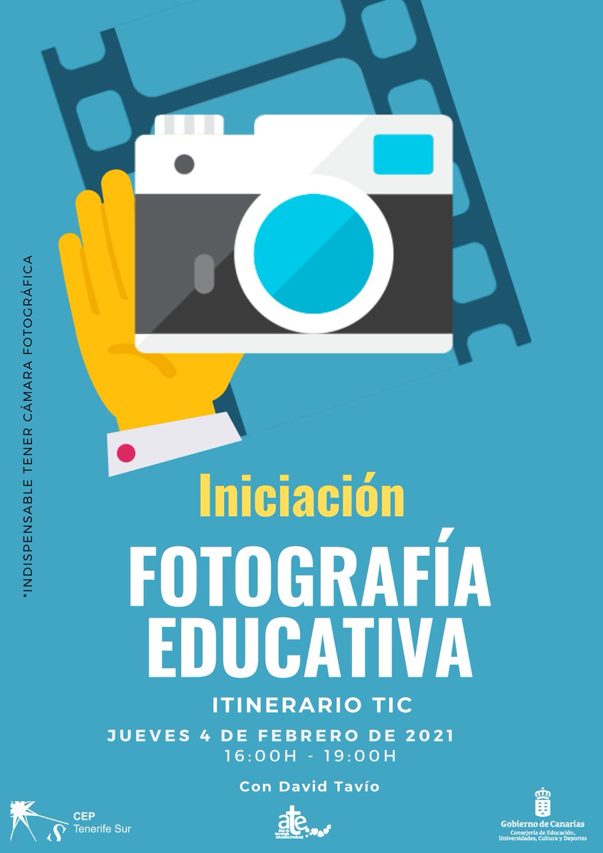 CEP_TenerifeSur's tweet photo. 𝗔𝗣𝗨: 𝗜𝗡𝗜𝗖𝗜𝗔𝗖𝗜𝗢́𝗡 𝗔 𝗟𝗔 𝗙𝗢𝗧𝗢𝗚𝗥𝗔𝗙𝗜́𝗔 𝗘𝗗𝗨𝗖𝗔𝗧𝗜𝗩𝗔. ITINERARIO FORMATIVO COMPETENCIA DIGITAL Y SU APLICACIÓN EN LOS ESCENARIOS EDUCATIVOS CAMBIANTES
Info+inscripción 👉https://t.co/iizwTjVBW7 ¡¡Anímate!!⁦ https://t.co/H0J3hmKI1M
