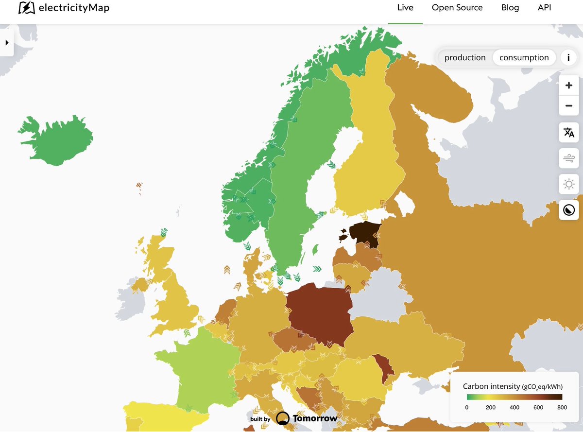 Last week brought cold weather to Europe with temperatures dropping to minus 22°C here in Helsinki. On days like that when power production runs at full capacity I enjoy watching the Electricity Map app showing the carbon intensity of different countries.

buff.ly/3dAEtYO