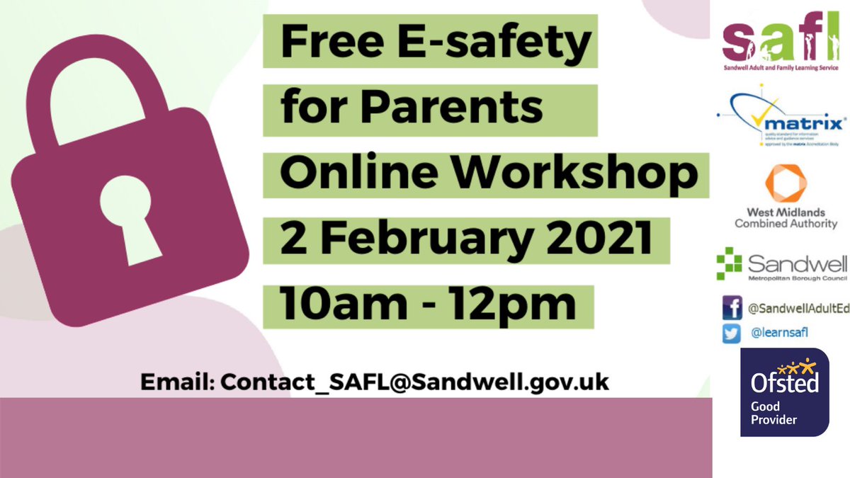 SandwellYouth's tweet photo. 🔈Calling All Parents🔊

@learnsafl have an online workshop running for parents on 2nd February 2021! 
Interested? Email us: Contact_SAFL@Sandwell.gov.uk for more information! https://t.co/arvjRshDww