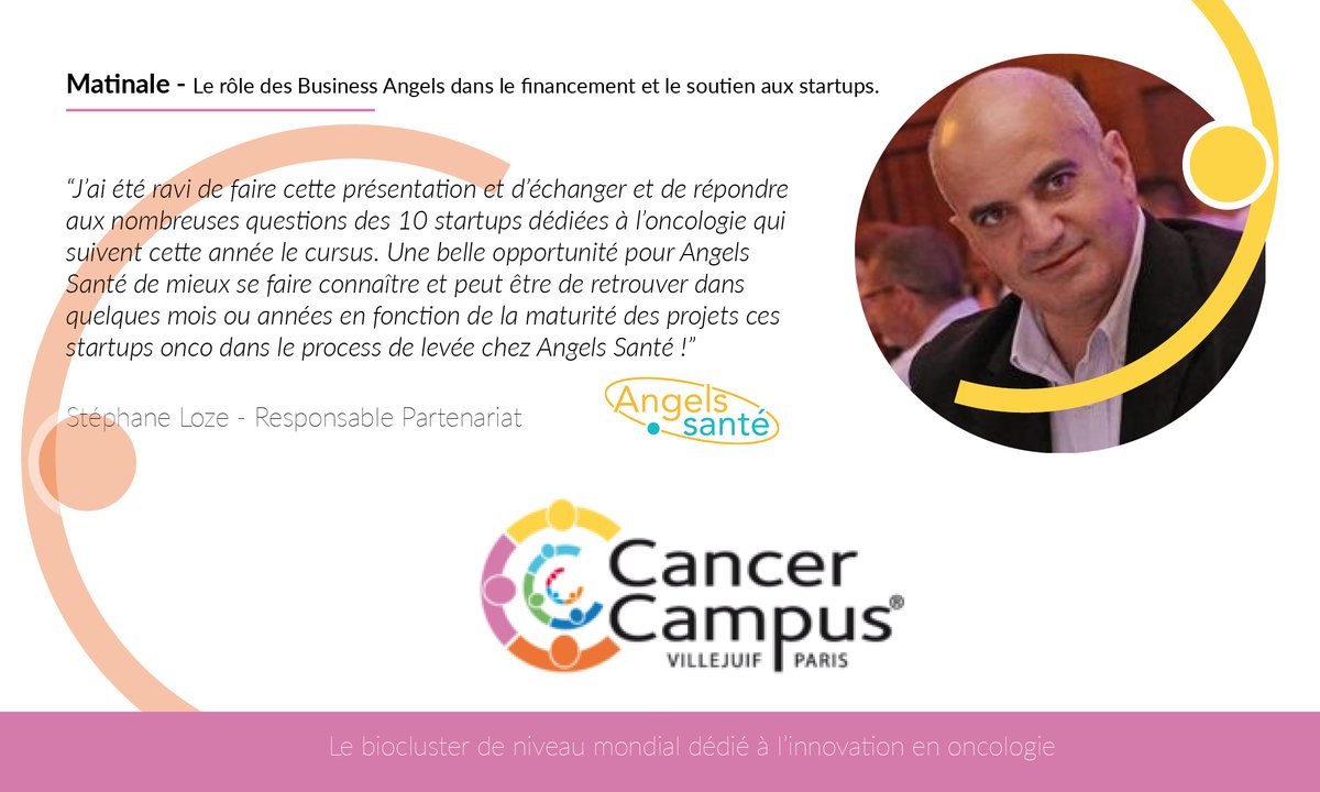 Angels Santé était présent à la dernière édition de @CancerCAMPUS et intervenait pour une matinée consacrée à la présentation du rôle des #BusinessAngels dans le financement et le soutien aux #startups.