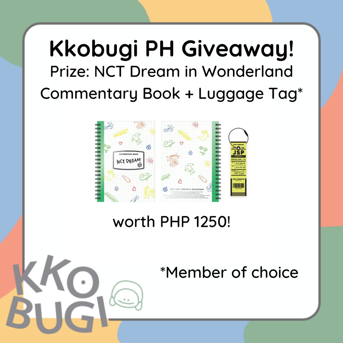 kkobugiPH's tweet photo. New year, new giveaway!💚🐢

Win an NCT Life Dream in Wonderland Commentary Book and Luggage tag for free, just follow our mechanics below!

NCT B2SK GO: https://t.co/Wtws385WwN

Instagram: https://t.co/THfAp6Uf5F

ends 01/30/2021, 9PM!

#KkobugiPHGiveaways #NCTDREAM #NCT https://t.co/UVFlusaUMu