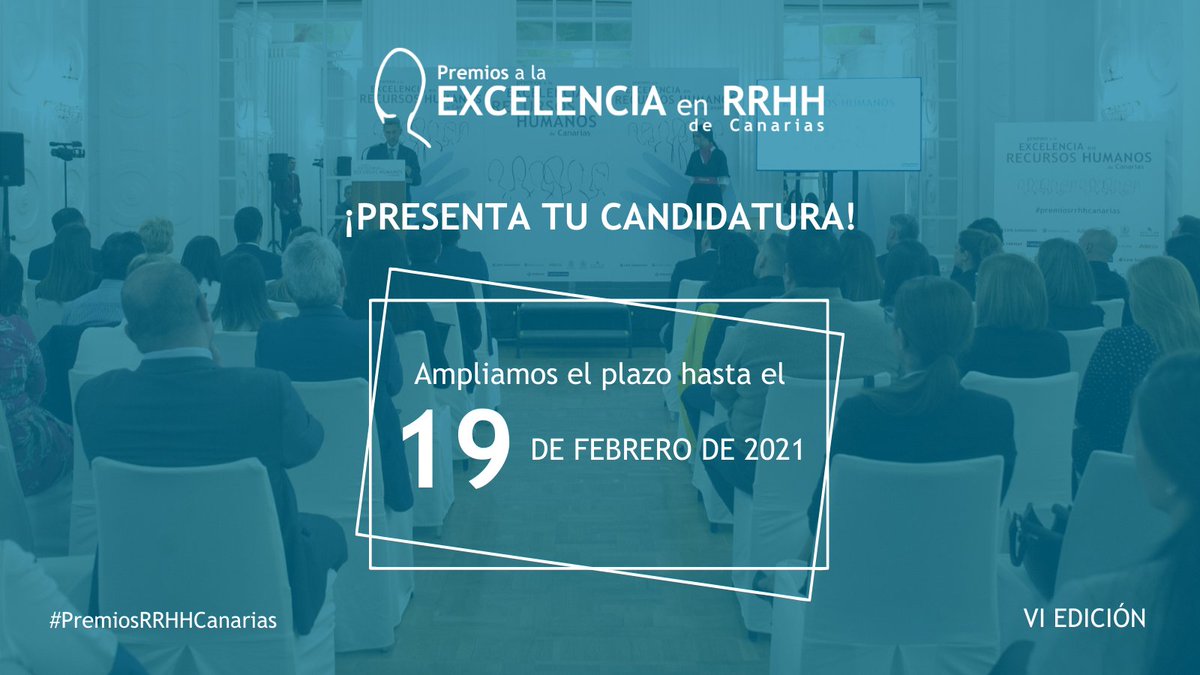 lsoluciones's tweet photo. ¡AMPLIAMOS EL PLAZO HASTA EL 19 DE FEBRERO!

¿Aún no has enviado tu candidatura para participar en los #PremiosRRHHCanarias?

¡No dejes pasar esta oportunidad para tu empresa! 👉 https://t.co/RwJO9s2JQm
1. Consulta las bases
2. Cumplimenta el dossier
3. Envía tu candidatura
#RRHH https://t.co/YgvpLgAfN7