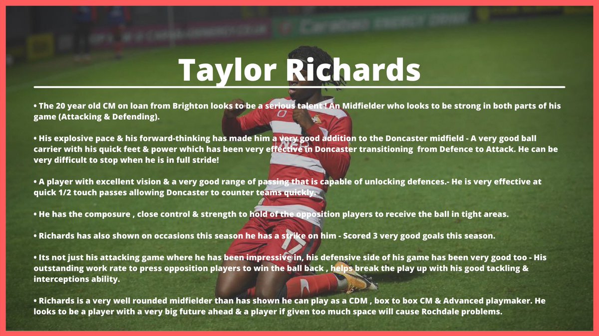 Taylor Richards  Serious Talent!  Explosive Forward Thinking Player Vision to unlock Defences Calm , Compose , Powerful Strong Defensively  Check the vid below  The Pic below gives a little analysis of Taylor Richards  #DRFC  #TaylorRichards  https://twitter.com/f0cusplayer/status/1348362417869365250