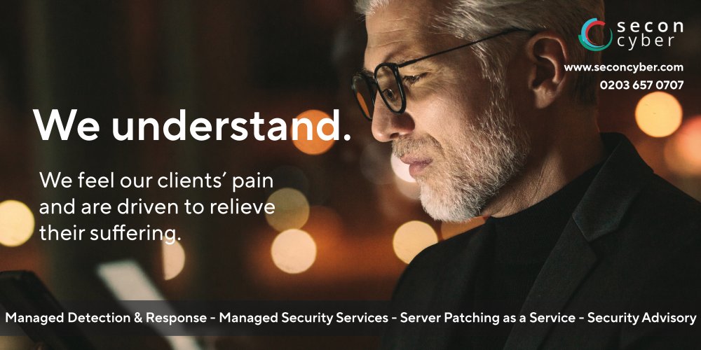 SeconCyber's tweet image. When choosing a cyber security partner, you need someone you can trust. At Secon Cyber, we understand the stress and pain that can come with a cyber attack. We&apos;re committed to protecting our customers and standing by them in their moment of need.

#cybersecurity #patching