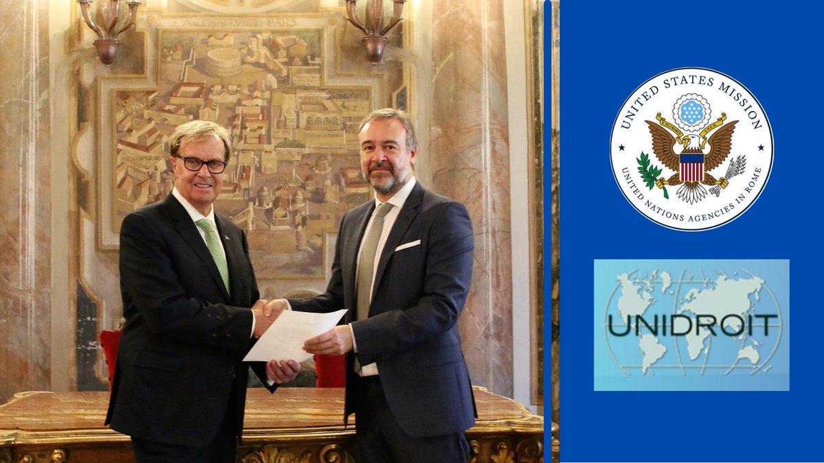 U.S. Ambassador to UN Agencies in Rome (@usunromeamb) on Twitter photo During my tenure as Ambassador I had the pleasure of watching @UNIDROIT bring game-changing legal frameworks like the #MACProtocol to fruition. Thank you to Secretary-General <a href="/NTiradoM/">Ignacio Tirado</a> & your staff for your work to harmonize & modernize commercial law around the globe. During my tenure as Ambassador I had the pleasure of watching @UNIDROIT bring game-changing legal frameworks like the #MACProtocol to fruition. Thank you to Secretary-General <a href="/NTiradoM/">Ignacio Tirado</a> & your staff for your work to harmonize & modernize commercial law around the globe.