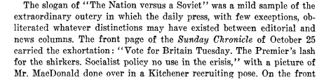 I've been reading up a bit on the 1931 General Election and shaking my head at some of the comparisons with 2019. First up- almost the entirety of the press shrieking about communism and a mock up of MacDonald as Kitchener like something you would see in today's Sun.