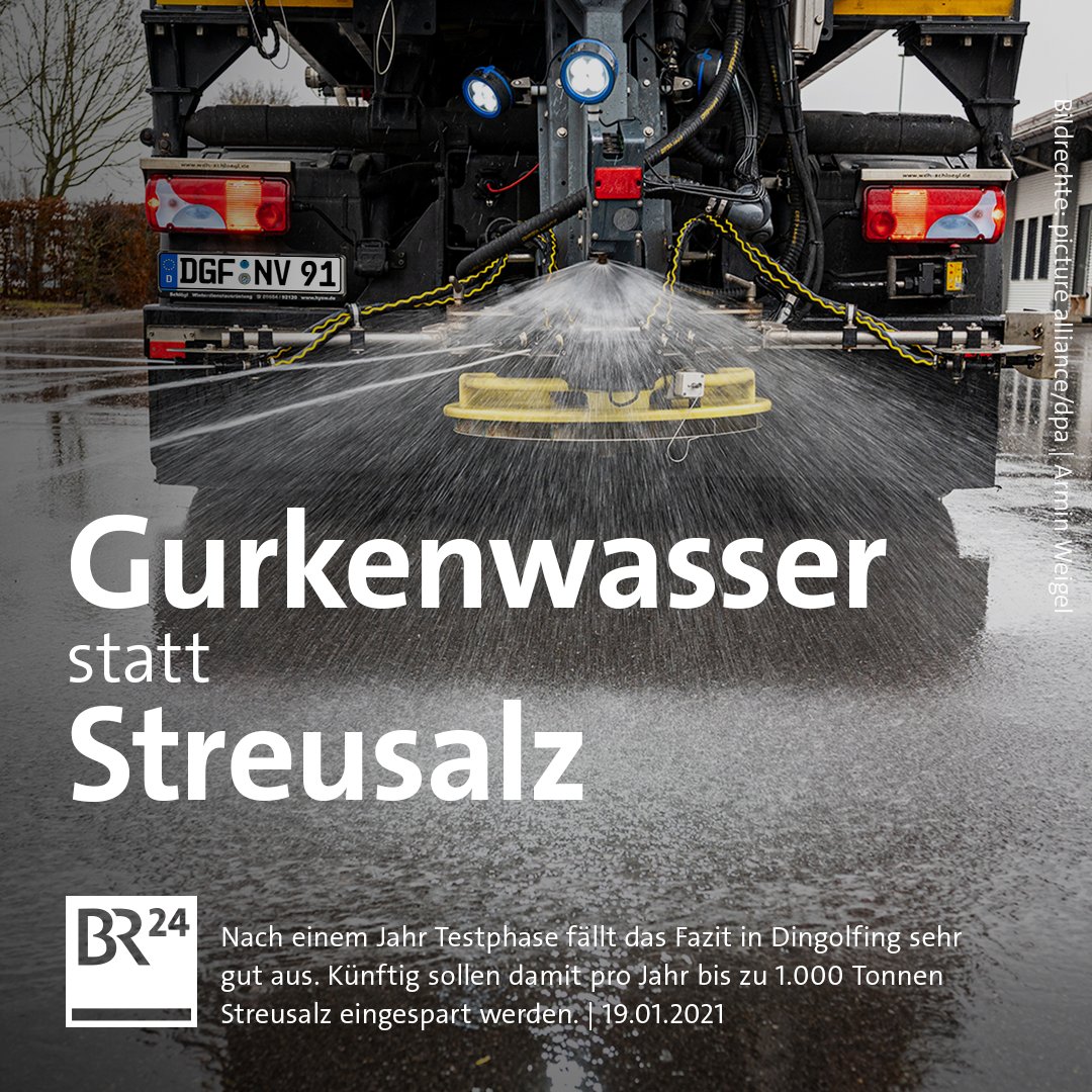 🥒 Das #Gurkenwasser eignet sich laut der Straßenmeisterei hervorragend als #Streusalz-Ersatz - und schont dabei die #Umwelt. 👉 Mehr zum Pilotprojekt in #Dingolfing: br.de/nachrichten/ba…