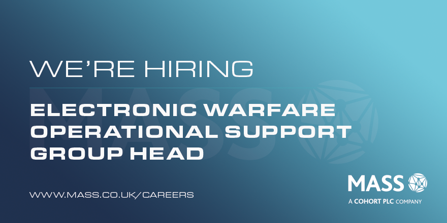 LifeatMASS's tweet photo. We are delighted to offer the opportunity to join our team as an Electronic Warfare Operational Support Group Head in Lincoln, Lincolnshire. 

Application deadline: 05 Feb 2021

To apply please visit: https://t.co/QXiwBKghiZ

#ElectronicWarfarejobs #Lincolnjobs https://t.co/HzVEYupXF3