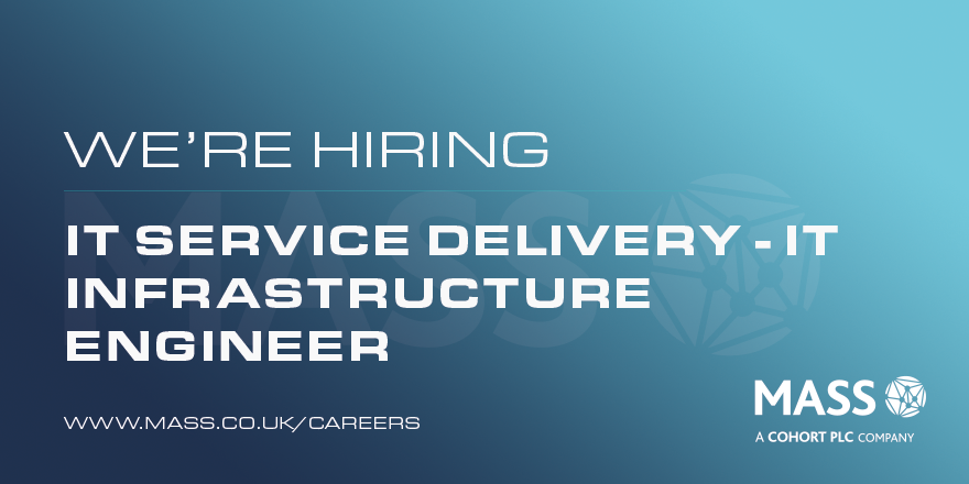 LifeatMASS's tweet photo. We are delighted to offer the opportunity to join our team as IT Service Delivery – IT Infrastructure Engineer in St Neots, Cambridgeshire.

Application deadline: 05 Mar 2021

To apply please visit: https://t.co/XJgJK88afa

#Careers #JobinCambridgeshire #ITServiceDelivery https://t.co/VW3kkvfhA1