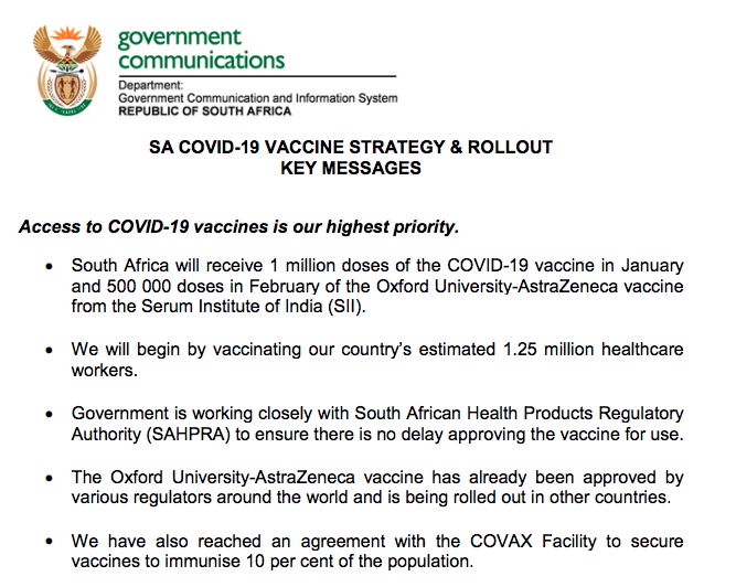 South African govt factsheet confirming they getting COVISHIELD Indian Vaccine from India: https://t.co/0UZVMwiTwT https://t.co/PYoMfx9hT6