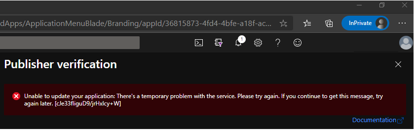 tdechanterac's tweet photo. @AzureSupport Unfortunatly i've got the same error after clearing the cache and login aigin and also"in private" https://t.co/xhoezncg51