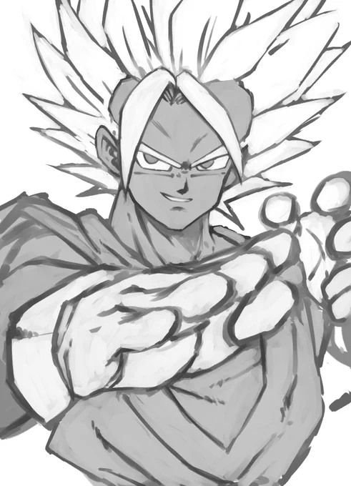 息抜きにベジット描いてて、まだ途中なんですけど何かおかしいところあったら教えてほしいです🙇‍♀️ 